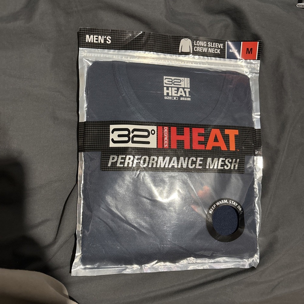 32 Degrees Heat Long Sleeve Shirt Mens Medium Navy Blue Performance Mesh New